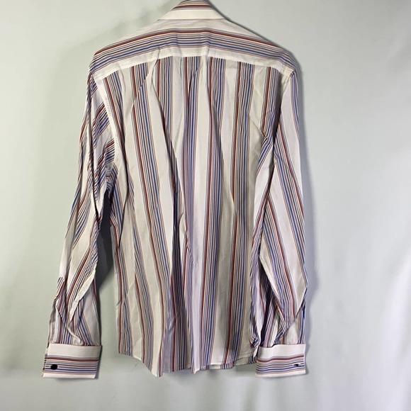 Thomas Pink Stripe French Cuff Dress Shirt 15 - Picture 5 of 5